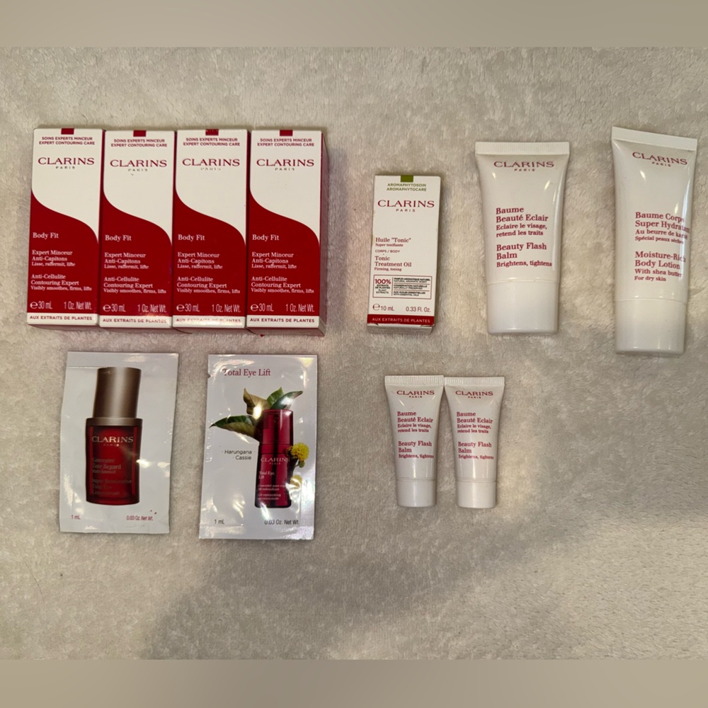 Clarins Skincare Collection in Red and White